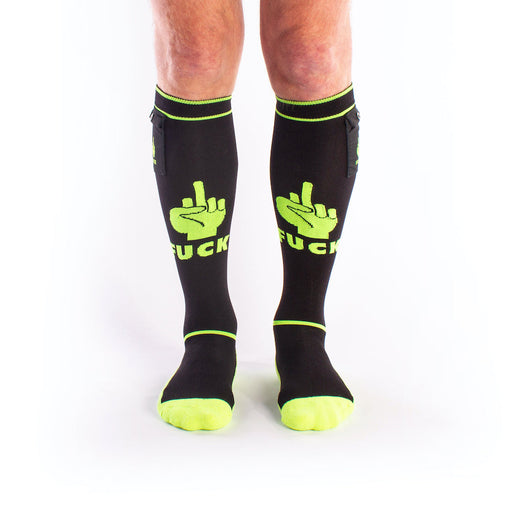 Brutus - Chaussettes de football FXXX Party avec poche - Taille unique - Noir/Néon-Erotiekvoordeel.nl