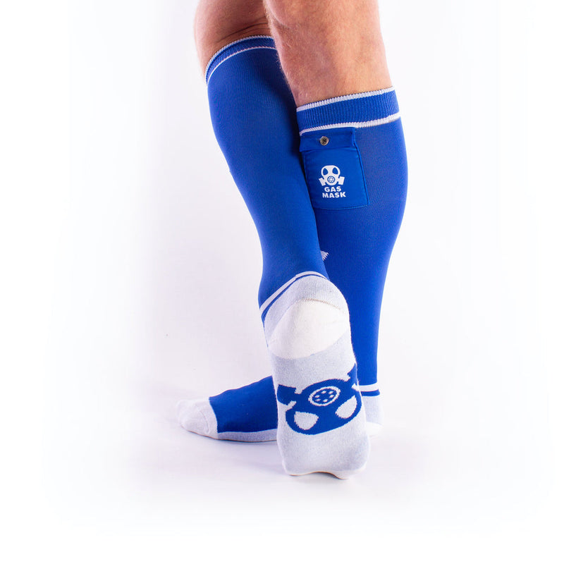 Brutus - Calcetines de fútbol Gas Mask Party con bolsillo - Azul/Blanco-Erotiekvoordeel.nl