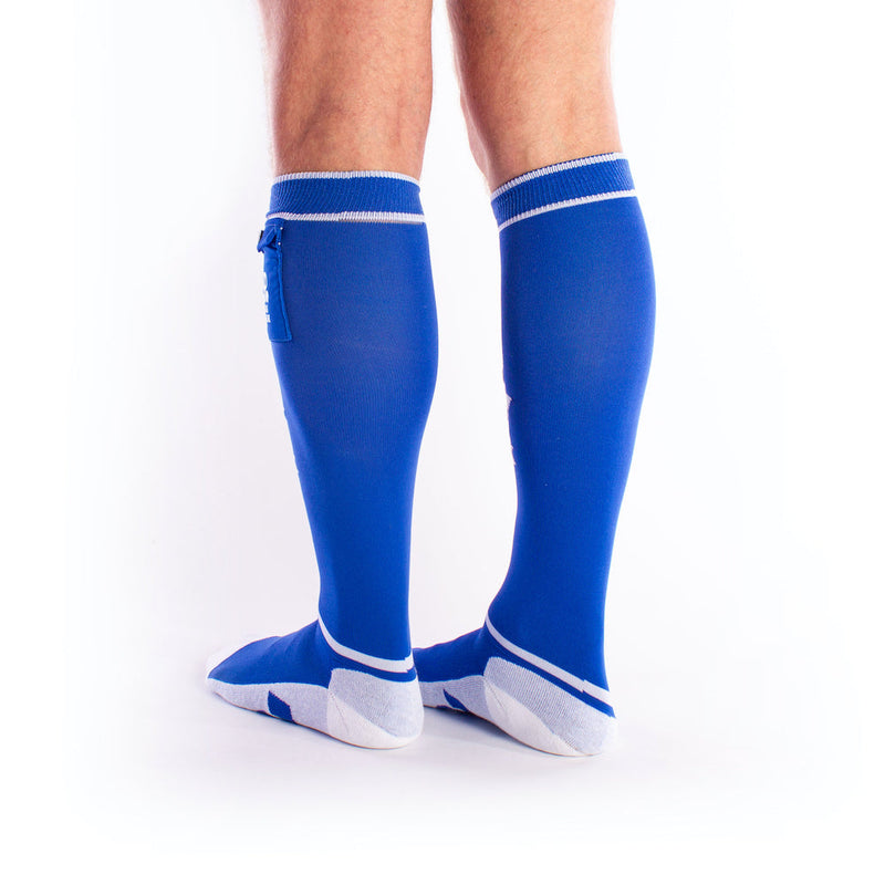 Brutus - Calcetines de fútbol Gas Mask Party con bolsillo - Azul/Blanco-Erotiekvoordeel.nl