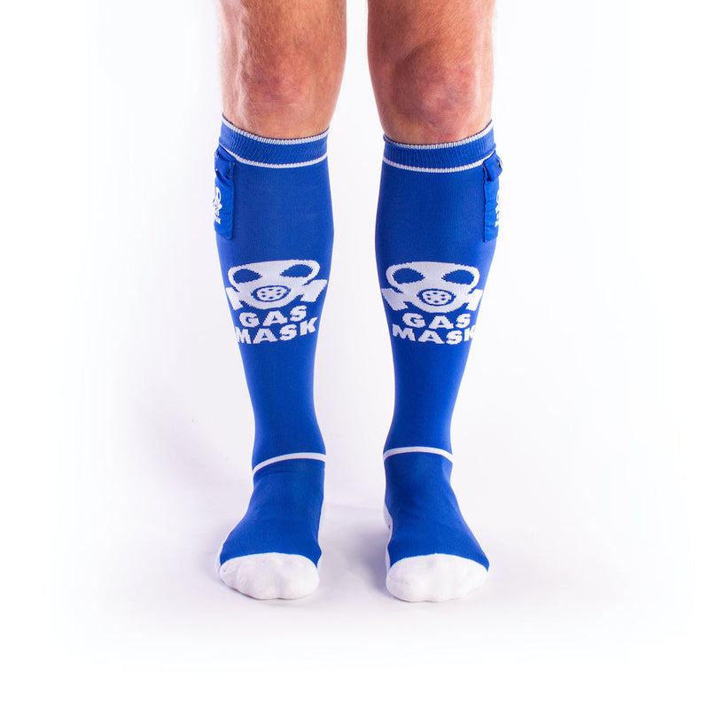Brutus - Calcetines de fútbol Gas Mask Party con bolsillo - Azul/Blanco-Erotiekvoordeel.nl