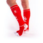 Brutus - Calcetines de fútbol Gas Mask Party con bolsillo - Rojo/Blanco-Erotiekvoordeel.nl