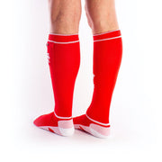 Brutus - Calcetines de fútbol Gas Mask Party con bolsillo - Rojo/Blanco-Erotiekvoordeel.nl