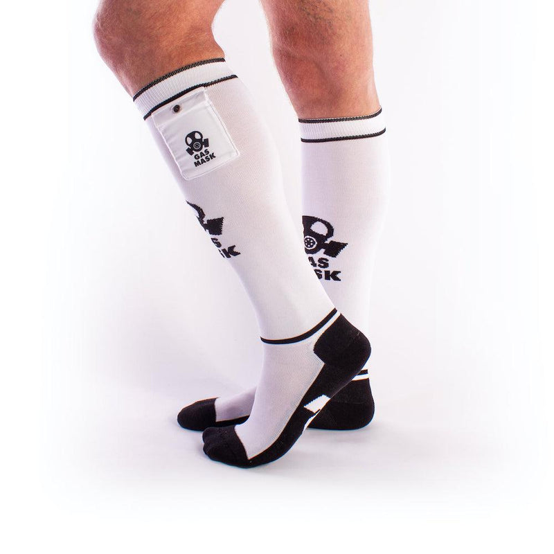 Brutus - Gas Mask Party Soccer Socks with Pouch - White/Black-Erotiekvoordeel.nl