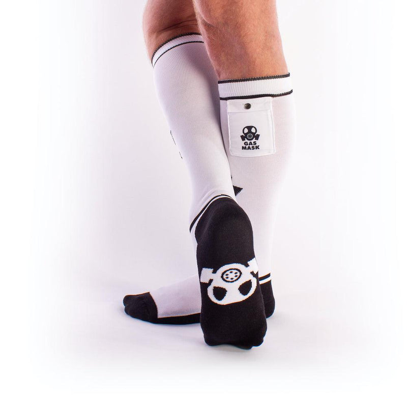 Brutus - Gas Mask Party Soccer Socks with Pouch - White/Black-Erotiekvoordeel.nl