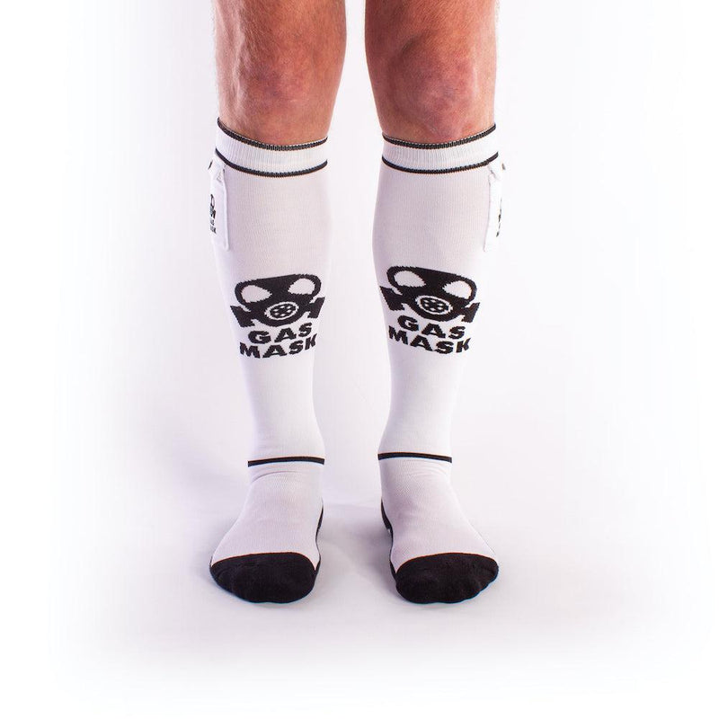 Brutus - Gas Mask Party Soccer Socks with Pouch - White/Black-Erotiekvoordeel.nl