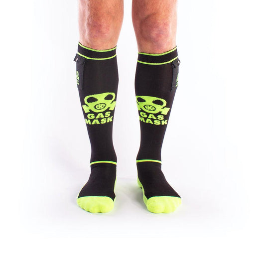 Brutus - Chaussettes de football Gas Mask Party avec pochette - Noir/Néon - Erotiekvoordeel.nl