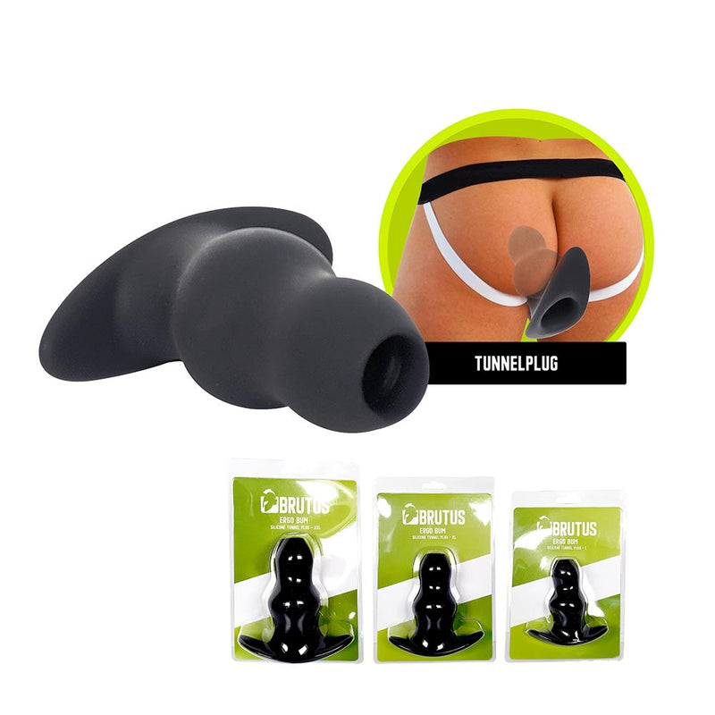Brutus - Hollow Butt Plug - Ergo Bum - Silicone Tunnel Plug - Black - 3 sizes-Erotiekvoordeel.nl