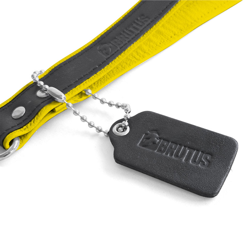 Brutus - Guinzaglio corto in pelle per bondage - Nero/Giallo-Erotiekvoordeel.nl