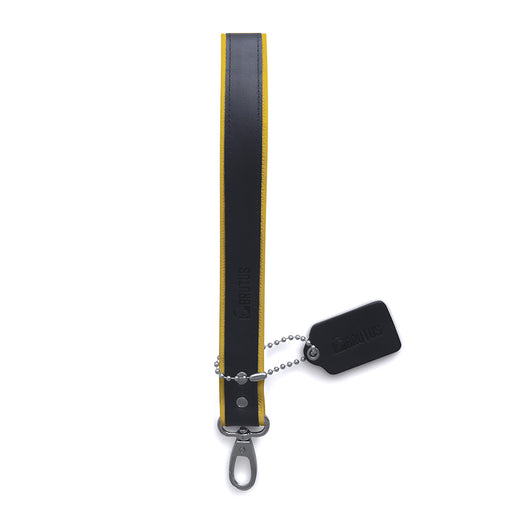 Brutus - Guinzaglio corto in pelle per bondage - Nero/Giallo-Erotiekvoordeel.nl