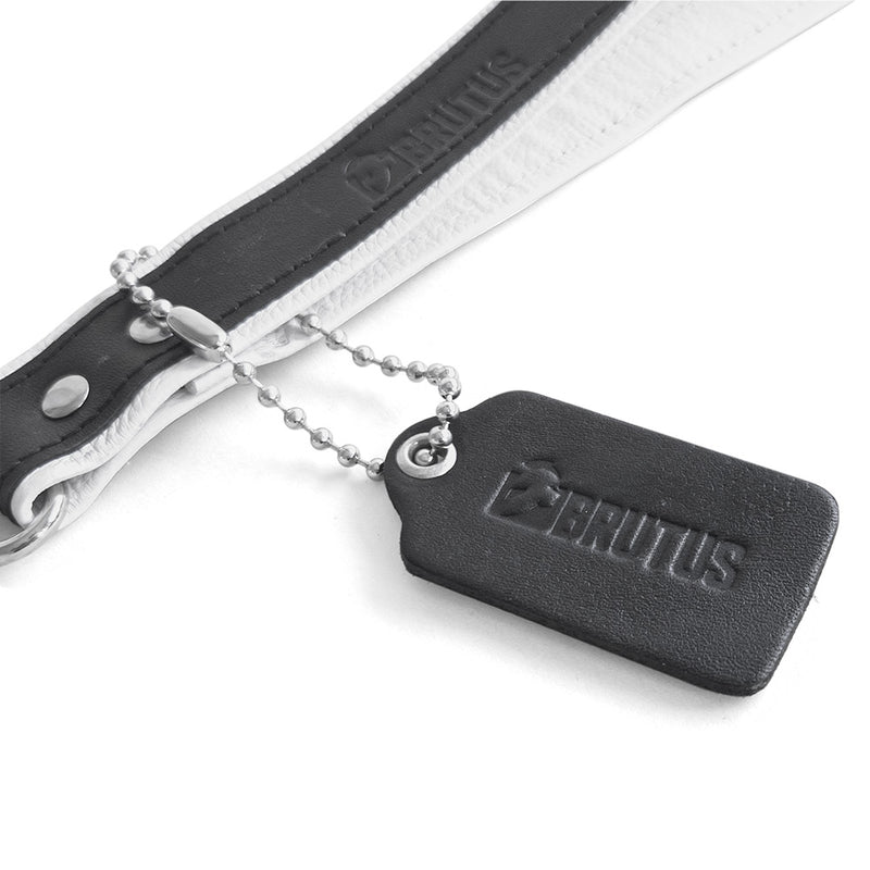 Brutus - Laisse de bondage courte en cuir - Noir/Blanc - Erotiekvoordeel.nl