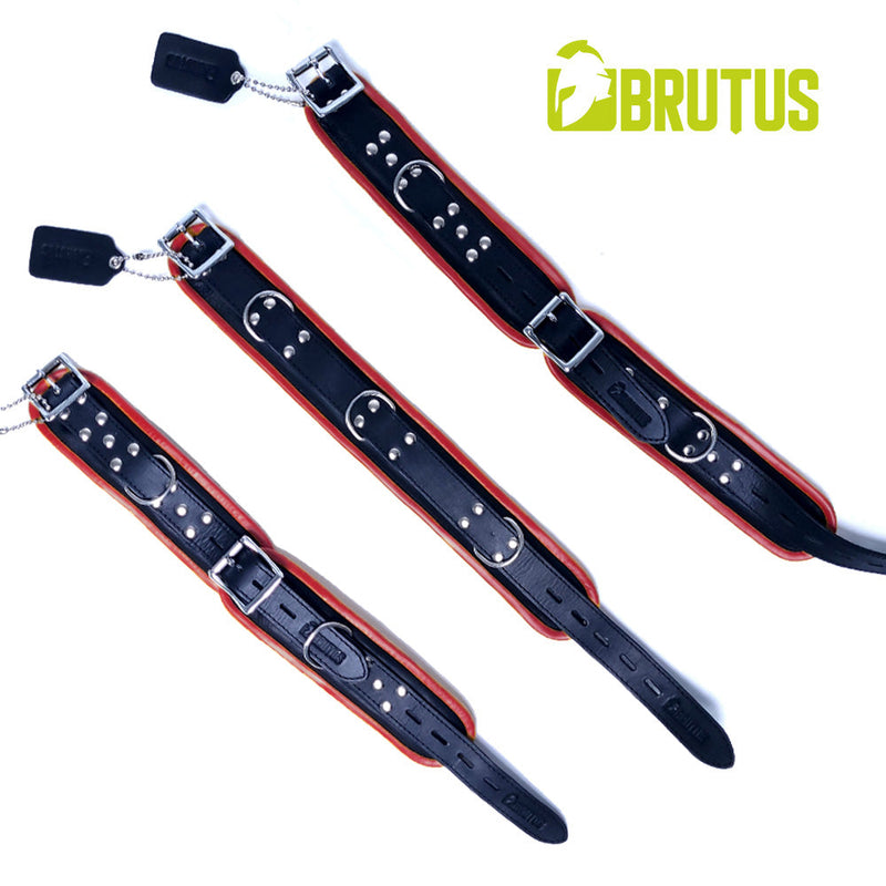 Brutus - Lederen Afsluitbare Collar - Zwart/Rood-Erotiekvoordeel.nl