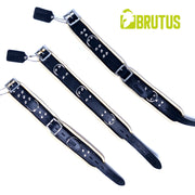 Brutus - Lederen Afsluitbare Collar - Zwart/Wit-Erotiekvoordeel.nl