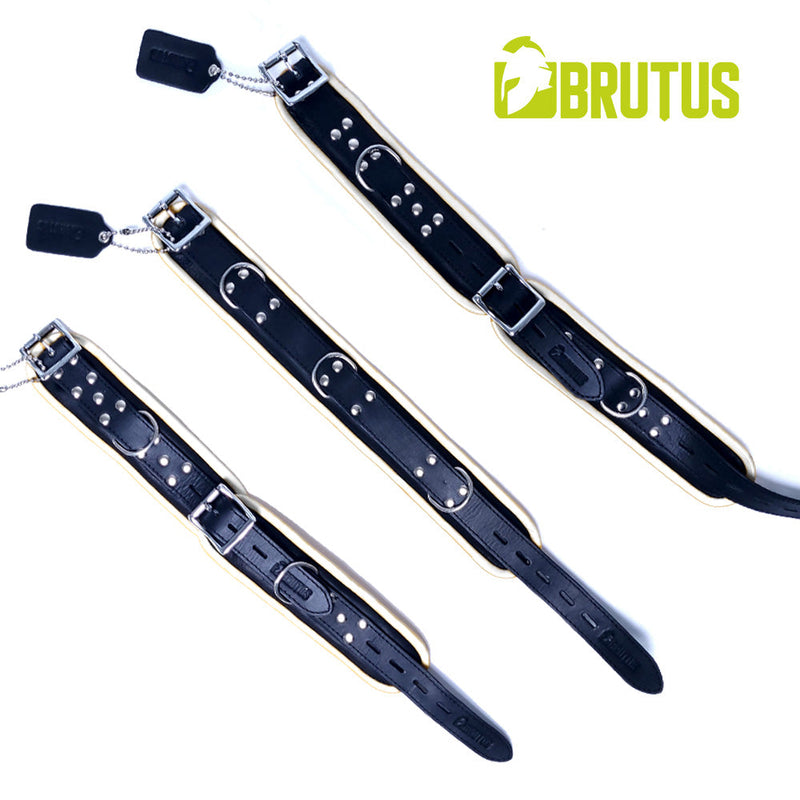 Brutus - Lederen Afsluitbare Collar - Zwart/Wit-Erotiekvoordeel.nl