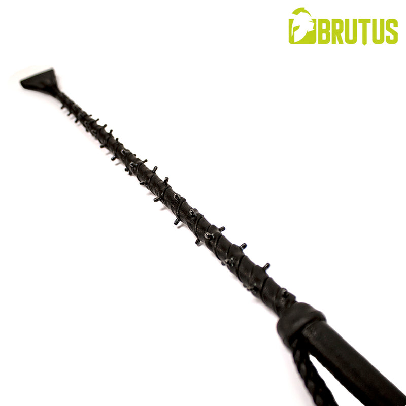 Brutus - Lederen Rijzweep met Spikes - Zwart-Erotiekvoordeel.nl