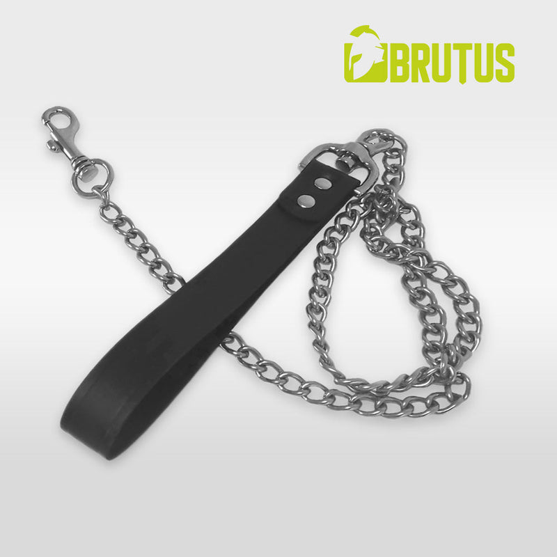 Brutus - Leiband - Leash - Leren Hondenriem met Ketting-Erotiekvoordeel.nl