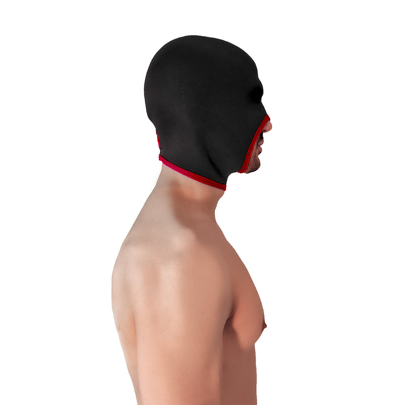 Brutus - Neopren-Blind-Face-Fucker-Haube - Ohne Augenöffnungen - Schwarz/Rot - Erotiekvoordeel.nl
