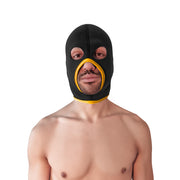 Brutus - Cappuccio Face Fucker in neoprene - Con fori per gli occhi - Nero/Giallo-Erotiekvoordeel.nl