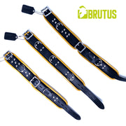 Brutus - Handfesseln - Lederhandfesseln - Verschließbar - Schwarz/Gelb - Erotiekvoordeel.nl