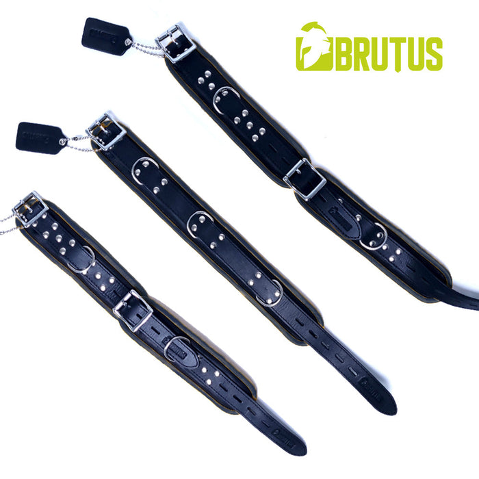 Brutus - Polsboeien - Leren Zwarte Handboeien - Afsluitbaar - Leather Wrist Restraints Black-Erotiekvoordeel.nl