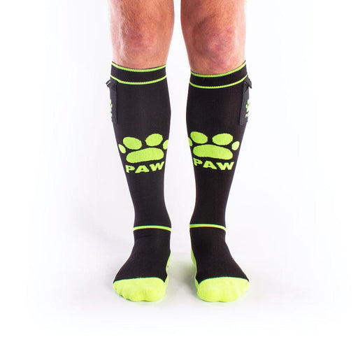 Brutus - Chaussettes de football Puppy Party avec poche - Taille unique - Noir/Néon-Erotiekvoordeel.nl