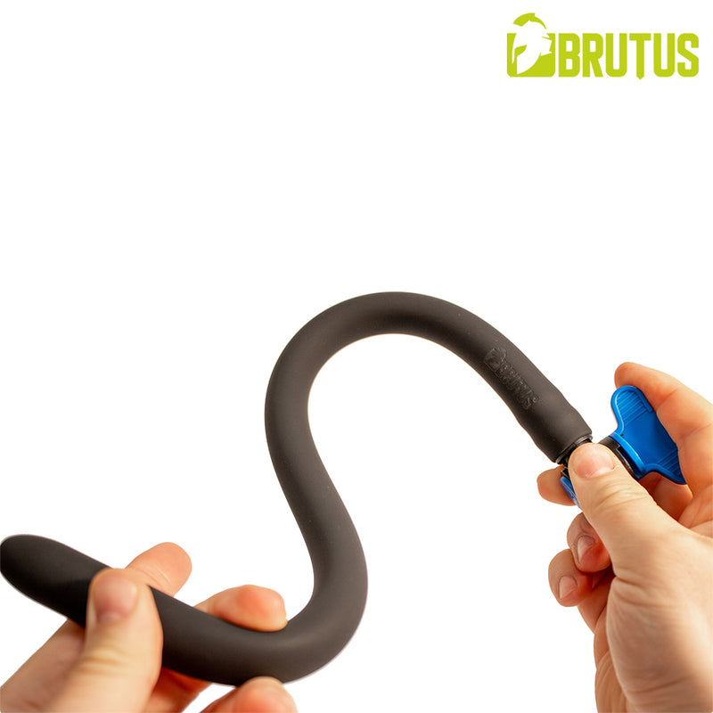 Brutus - Ducha anal de silicona con válvula de cierre - Negro - Erotiekvoordeel.nl