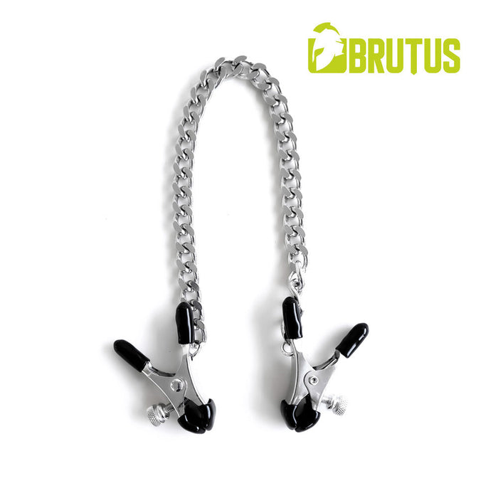 Brutus - Verstelbare Tepelklemmen met Ketting - Zilver - BITE Heavy Nipple Clamps Silver-Erotiekvoordeel.nl