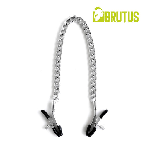 Brutus - Verstelbare Zilver Tepelklemmen met Ketting - CROCODILE Nipple Clamps Silver-Erotiekvoordeel.nl