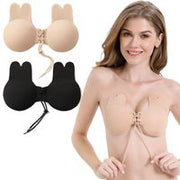 Bunny Plak BH met Veter | Zelfklevende beha | 2 Paar | Zwart en beige | Lift en Push-up | Cup A B C-Erotiekvoordeel.nl