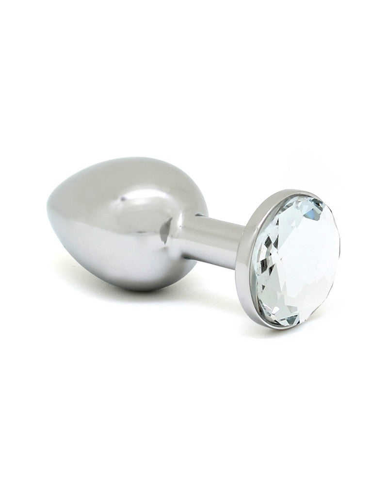 Rimba - Buttplug Klein Met Wit Kristal 3 x 7.3 cm-Erotiekvoordeel.nl