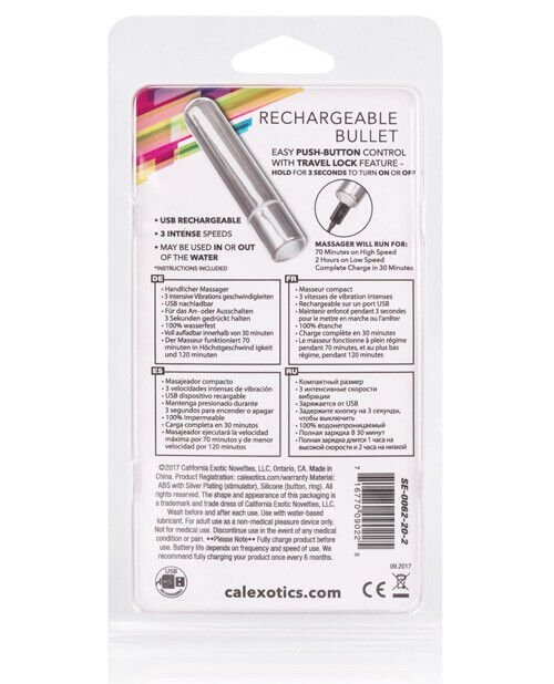 Calexotics - Oplaadbare Bullet Vibrator - 9 x 2 cm - Zilver-Erotiekvoordeel.nl