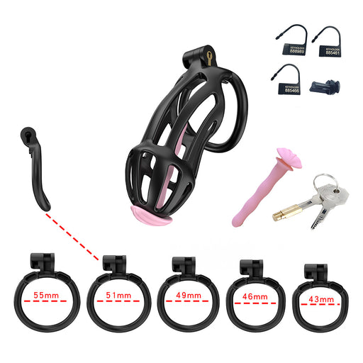 Cellmate - Centurion - Chastity Cage with Penis Plug - Penis Cage - Black - Size 4-Erotiekvoordeel.nl