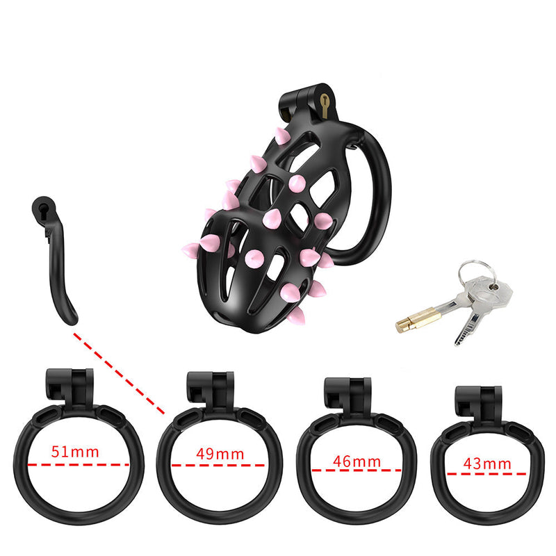 Cellmate - FlexiSpike - Kuisheidskooi - Peniskooi - Met Roze of Zwarte Spikes - Maat 2-Erotiekvoordeel.nl