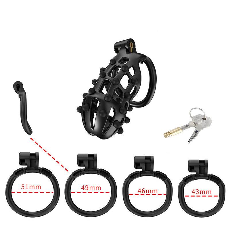 Cellmate - FlexiSpike - Kuisheidskooi - Peniskooi - Met Roze of Zwarte Spikes - Maat 3-Erotiekvoordeel.nl