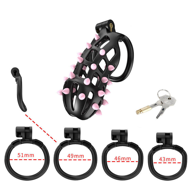 Cellmate - FlexiSpike - Kuisheidskooi - Peniskooi - Met Roze of Zwarte Spikes - Maat 4-Erotiekvoordeel.nl