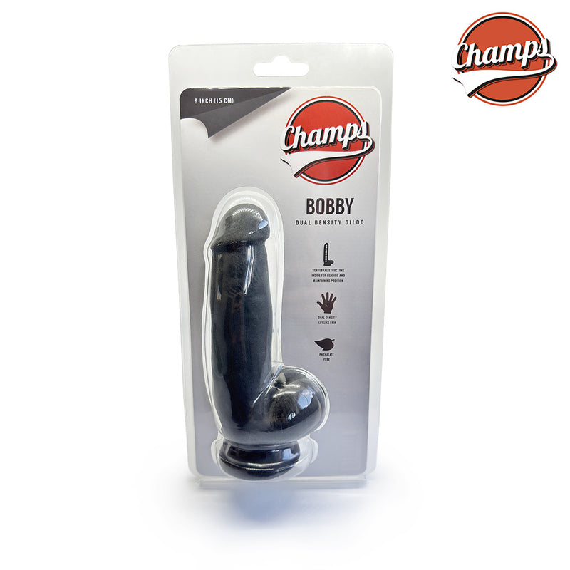 Champs - Bobby - Gode double densité - 15 cm - Noir-Erotiekvoordeel.nl