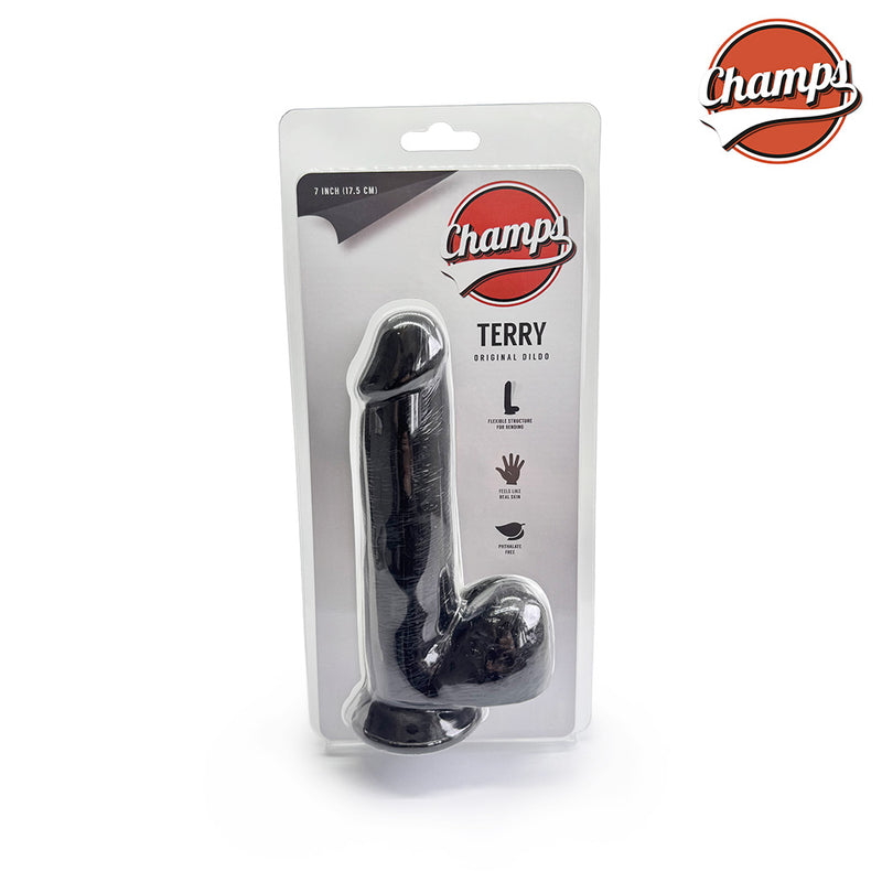 Champs - Terry - Original Dildo - 17.5 cm - Black-Erotiekvoordeel.nl