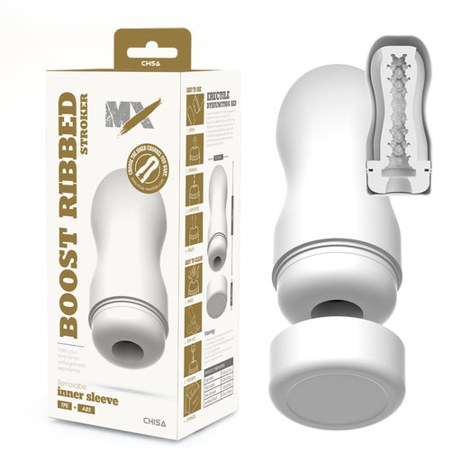 Chisa - Boost Ribbed - Masturbador Stroker - Blanco-Erotiekvoordeel.nl