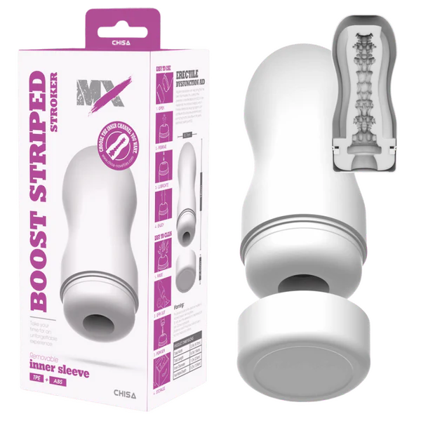 Chisa - Boost Striped - Stroker Masturbator - Wit-Erotiekvoordeel.nl