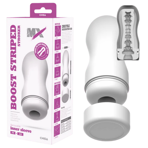 Chisa - Boost Striped - Masturbador tipo stroker - Blanco-Erotiekvoordeel.nl