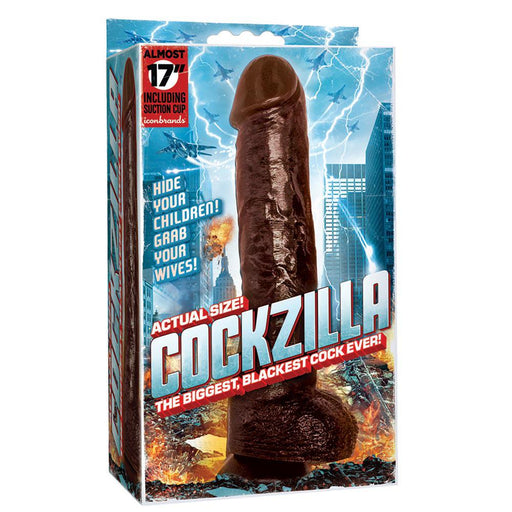 Cockzilla Realistic Cock 42 cm. (16.50 inch) - Black-Erotiekvoordeel.nl