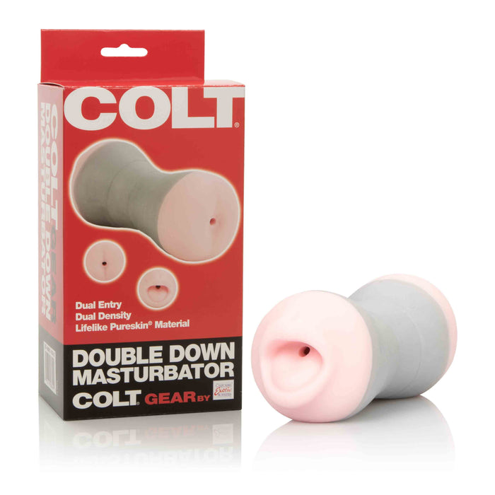 Colt - Double Down Masturbator - Dubbelzijdige Masturbator - Anus/Mond - Lichte Huidskleur-Erotiekvoordeel.nl