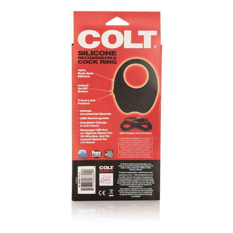 Colt - Rechargeable Cock Ring - Black - Inner Diameter 3.25 cm - Siliconen-Erotiekvoordeel.nl