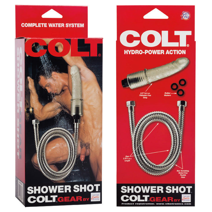 Colt - Shower Shot - Anaal Douche Opzetstuk met Dildo - Zilver-Erotiekvoordeel.nl