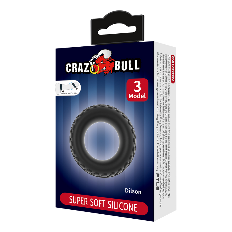 Crazy Bull - Dilson - Anillo de silicona super suave - Modelo 3 - Negro-Erotiekvoordeel.nl