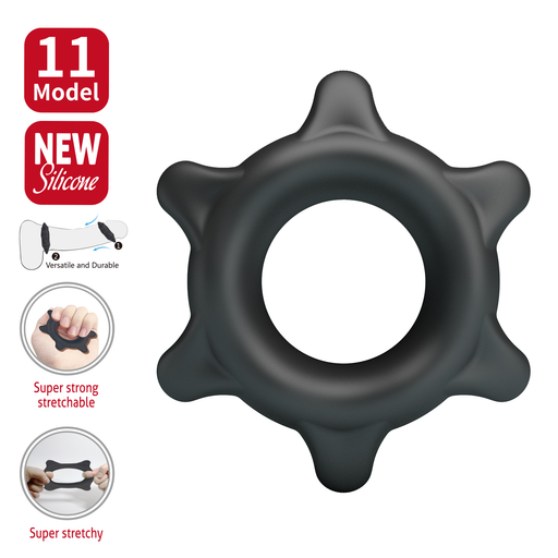 Crazy Bull - Ethaniel - Anillo para el pene de silicona super suave - Modelo 11 - Negro-Erotiekvoordeel.nl