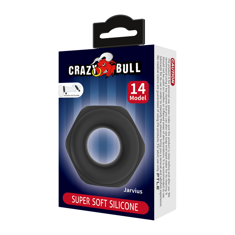 Crazy Bull - Jarvius - Super Soft Siliconen Cockring - Model 14 - Zwart-Erotiekvoordeel.nl