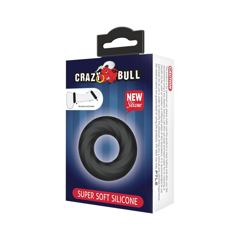 Crazy Bull - Anillo de silicona super suave - Modelo 6 - Negro-Erotiekvoordeel.nl
