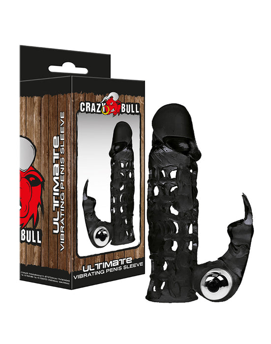 Crazy Bull - Ultimate Vibrerende Penis Sleeve Met Clitoris Stimulator - Zwart-Erotiekvoordeel.nl