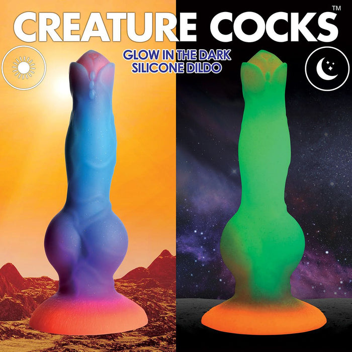 Creature Cocks - Siliconen Alien Dildo - Glow-In-The-Dark - Lengte 215 mm - Diameter 66 mm-Erotiekvoordeel.nl