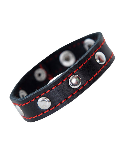 Cut4Men - Bracciale e ballstretcher 2 in 1 - Pelle PU - Nero/Rosso-Erotiekvoordeel.nl